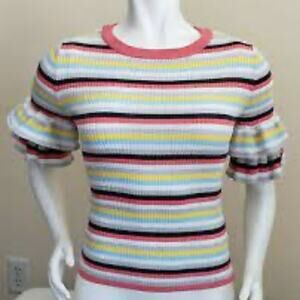 Divided H&M Multicolor Stripe Ruffle Sweater - XS